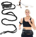 DASINKO Laisse pour Chien Mains Libres avec Sac de Ceinture, 140-170 cm Laisse Chien de Course, Ceinture Réglable - Noir