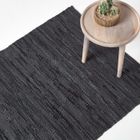 HOMESCAPES Tapis cuir Denver tissé Noir 120 x 180 cm