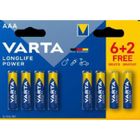 Pack de piles Longlife AAA/L3 (6+2 gratuites) - VARTA - 4903121428