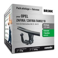 Attelage - Opel ZAFIRA / ZAFIRA FAMILY B - 06/13-04/15 - col de cygne - Brink - Faisceau universel 7 broches