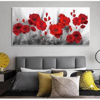 Art Abstrait De Toile, Coquelicots Rouges Peinture Fond Affiches Et Impressions Fleur Photos Salon Décoration Pas De Cadre,40x80cm