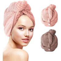 serviette cheveux, 2pcs serviette turban pour cheveux wrap premium en microfibre ultra-absorbant cheveux serviette en microfibre p