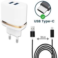 Pack Câble Type C pour Blackview BV6300 Pro Chargeur ultra-puissant et rapide 2X USB 5V - 2,1A - NOIR