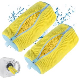 Lot De 2 Sacs Lavage Chaussures Machine - Filet Avec Fermeture éclair, 19x39 Cm, Avec Embauchoir, Gris - 3