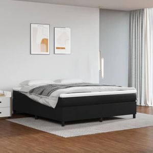 SOMMIER Sommier à ressorts de lit - AKOZON - Noir 160x200 cm - Similicuir - Tapissier - Pieds de lit inclus