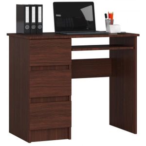 BUREAU  Petit bureau avec 4 tiroirs sur le côté gauche, couleur WENGÉ, H : 77 cm, L : 90 cm, P : 50 cm
