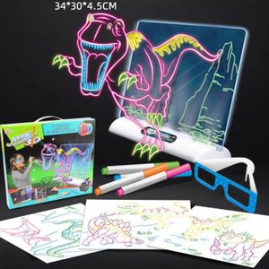 TABLE A DESSIN Dessin - Graphisme,Planche à dessin 3D lumineuse magique Daw,avec stylet Fluorescent,amusant,russe,anglais,jouets - Type L dinosaur