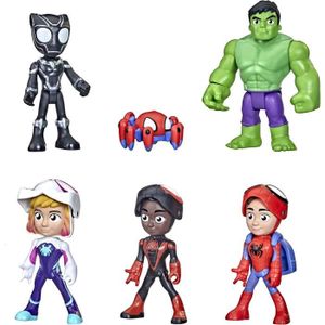 FIGURINE - PERSONNAGE Spidey and His Amazing Friends - F1486 - Pack 6pcs Figurines articulées 10cm - Spidey, Trac-e, Ghost Spider, Morales, Hulk, Panther