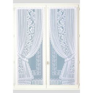 VOILAGE Paire de vitrages Effet Double Voilages Blanc 60 x 120 cm