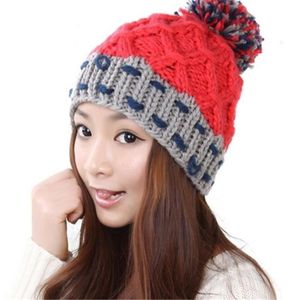 Hot femmes doux extensible en tricot torsadé désordonné Chapeau Crochet Laine Ski Crâne-Caps