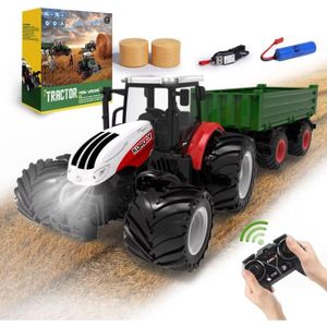 VOITURE - CAMION PENGBU RC Tracteur Enfant avec Remorque, Miniature Agricole 1 24, Tracteur Miniature Tracteur Agricole avec Lère, 2.4Ghz Ensembl133