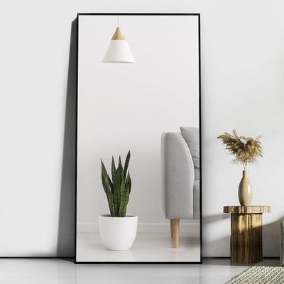 165 x 60 cm grand miroir cintré, pleine longueur, à poser ou miroir mural pour chambre à coucher, avec cadre en aluminium, pour dressing, doré | Leroy Merlin