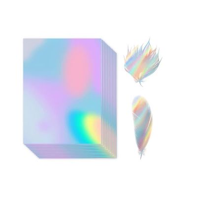 Papier Autocollant Holographique A4 - Lot De 20 Feuilles - Imperméable - Pour Imprimante Jet D'encre/Laser
