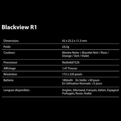 Montre Connectée Blackview R1 – Sport, 24 Modes, Cardio, Sommeil, étanche IP68, Autonomie 5 Jours, Bracelet Vert