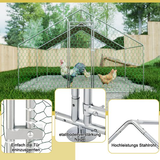 Poulailler/enclos Extérieur 3x1,7x1,9 M Avec Serrure,poulailler En