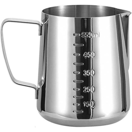 Lot De 2 Pots à Lait Inox 300ml Et 600ml - Pichet Lait Avec Graduation Pour Latte Art Et Cappuccino
