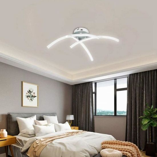 Plafonnier LED Hofstein 4 Branches, Métal Nickel Mat/gris, Moderne, Pour Salon, Couloir, Chambre