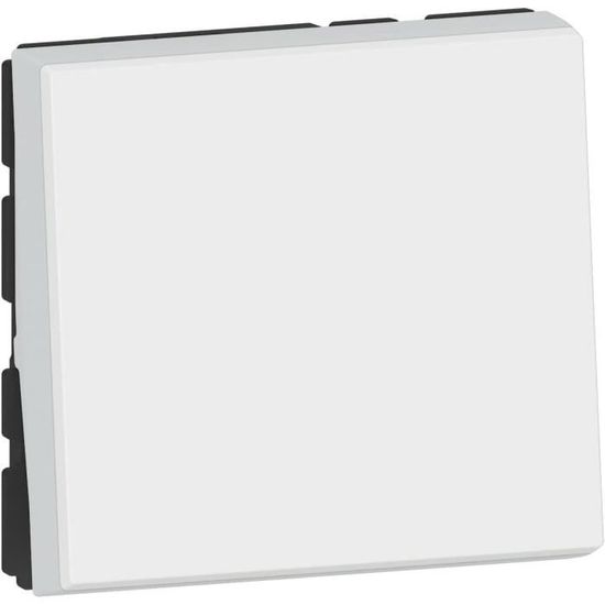 077043L Poussoir ou poussoir inverseur avec porte-étiquette Mosaic Easy-Led 6A 250V~ 2 modules - blanc antimicrobien - professionnel