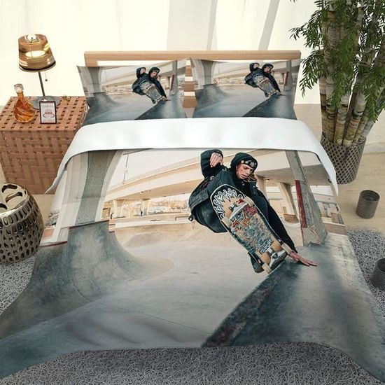 Housse De Couette 3D Garçon De Skateboard , Housse Couette Imprimé avec