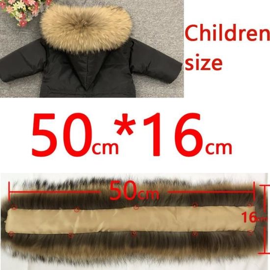 manteaux avec col en vraie fourrure pour homme et femme écharpe de luxe en raton laveur chaude et natur 50cmX16cm child -TO33808