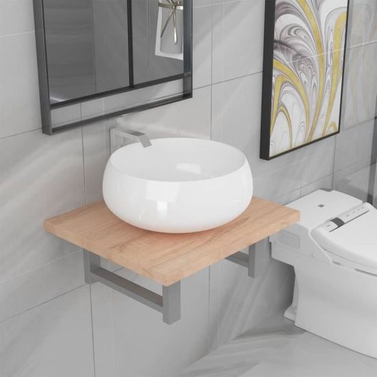 🐖🐖1394Classique- Mobilier de salle de bain 2 pcs - SALLE DE BAIN COMPLETE Armoire de Rangement Style Contemporain- Ensemble de meu