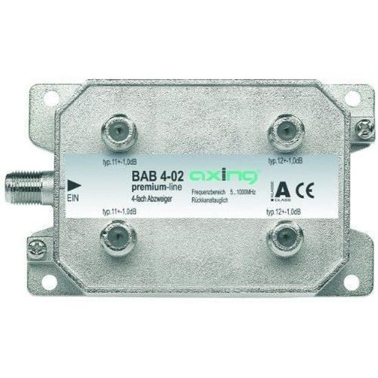 Axing BAB 3 – 12P 3 – Distribuidor De 12 DB Cable Televisión Televisión Por Cable Multimedia DVB-T2 Clase A , 10 DB, 5 – 1218 MHz Metal