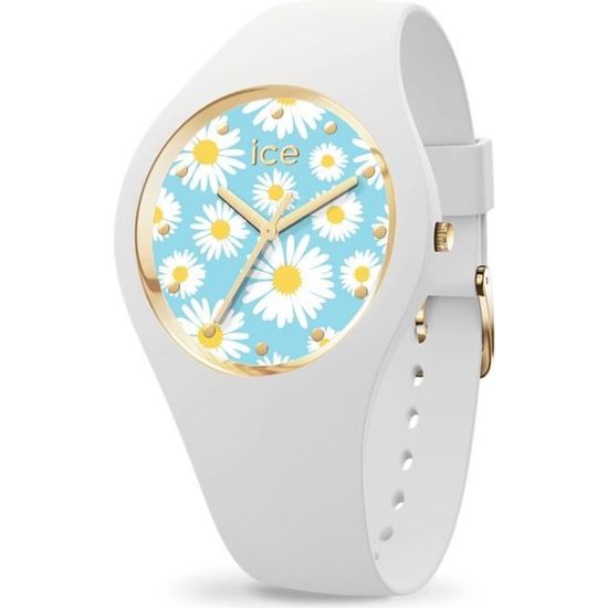 Bracelet silicone / plastique femme - ICE WATCH - Montre Ice Watch Ice Flower White Daisy S - Couleur de la matière:Blanc