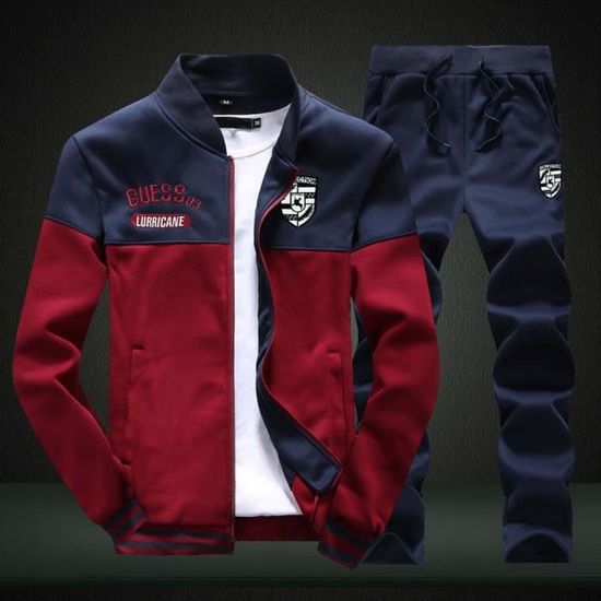 Survêtement Homme 2 Pièces Hiver - Sweat à Capuche Doublé Polaire Et Pantalon Long, Tenue Sport Décontractée