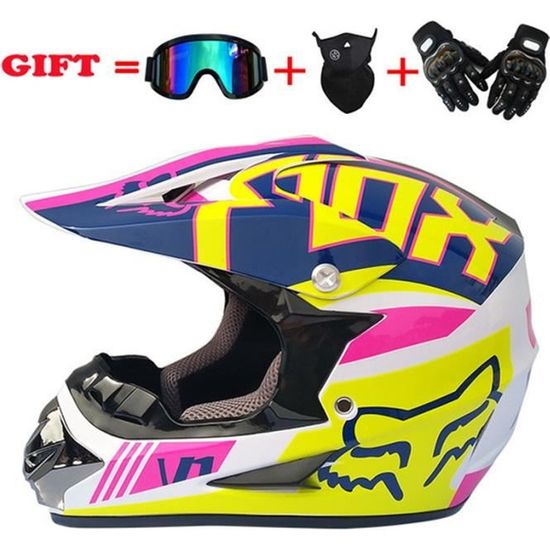 Casque Moto Cross Pirate Crâne – Intégral Avec Lunettes, Gants Et Masque Inclus – Taille S à XL