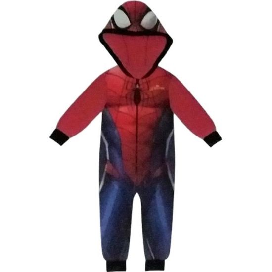 Grenouillère Spiderman En Polaire Pour Enfant 2-10 Ans - Douce Et Chaude - Fermeture éclair Devant