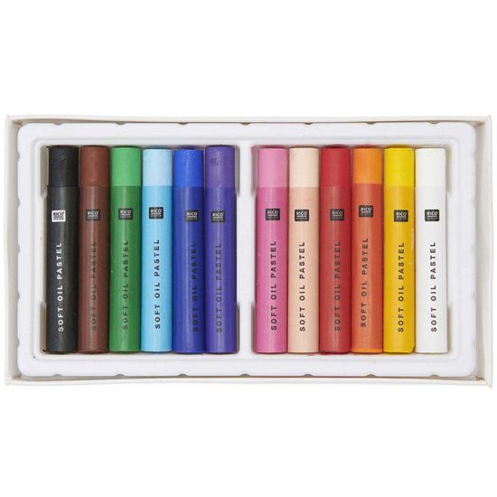 Lot De 6 Pastels à L'Huile Couleurs Douces Vibrantes - Crayons Huile Artistiques Pour Mélange, Ombrage, Empâtement