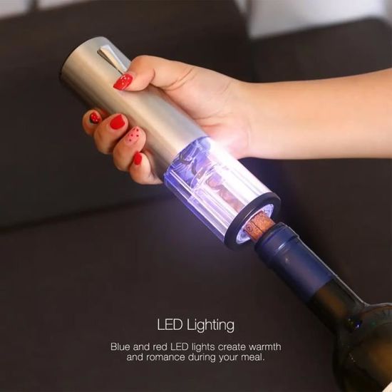 Tire-bouchon électrique Rechargeable - USB-C - LED Rouge - Coupe-capsule Inclus - Pour Maison, Bar, Fêtes