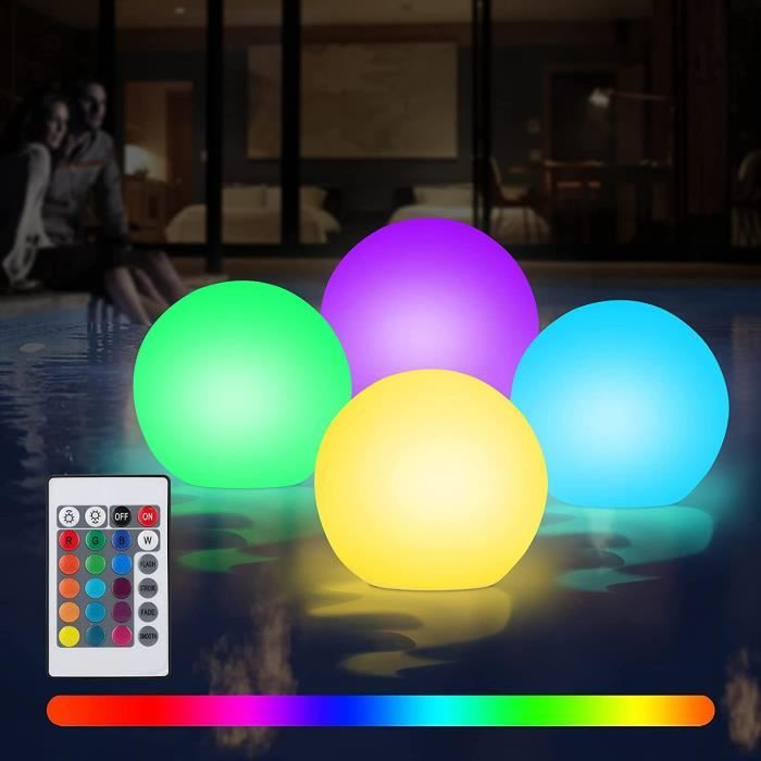 YANGUN Lampes Flottantes Solaires Piscine - 2 Pièces RGB IP44 - Éclairage étang/jardin/fête - Automatique Jour/nuit