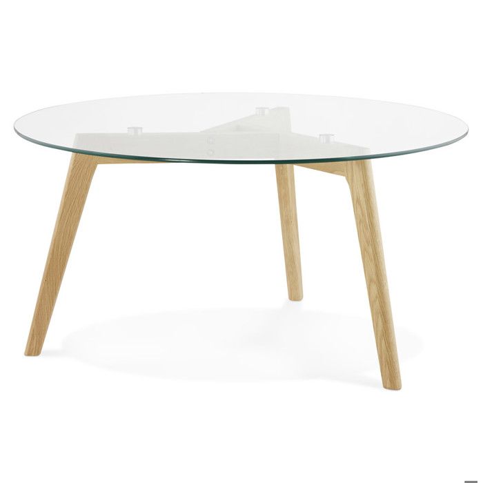 Table basse de salon ronde 'GLAZY' en verre