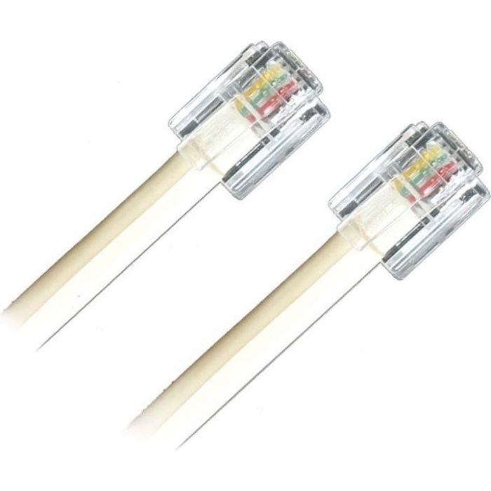APM Cordon ADSL RJ11 - Mâle/Mâle - Blanc - 10m