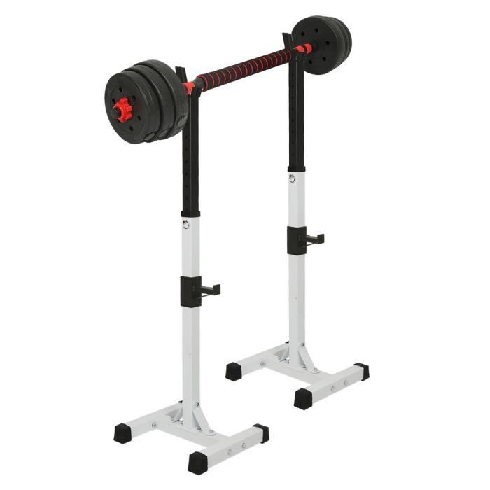 FIRNOSE Support de Squat Support de Musculation Réglable 105-160 cm - Support d’haltère en Acier - Max.150kg - Blanc