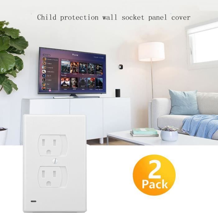 Deux panneaux Prise avec la sécurité des enfants porte et lampe LED d'induction panneaux Socket US @GJZ-lon5822