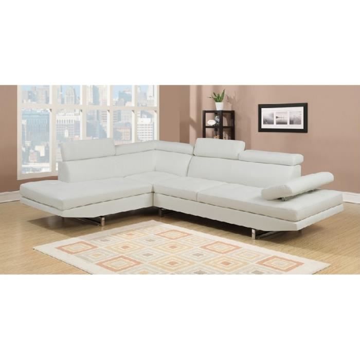 Canapé d'angle design blanc 6 places (ANGLE GAUCHE)