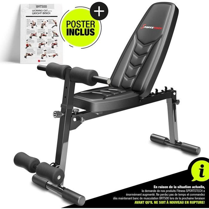 Sportstech Banc de Musculation innovant 8en1 au Design Unique en matériau de Rembourrage EVA - système de Pliage Intelligent BRT500