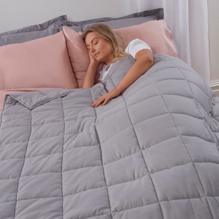 7.7 kg Couverture Pondérée pour Adultes et Enfants du Sommeil Soulager Le Stress Lesté Grise en Tissu