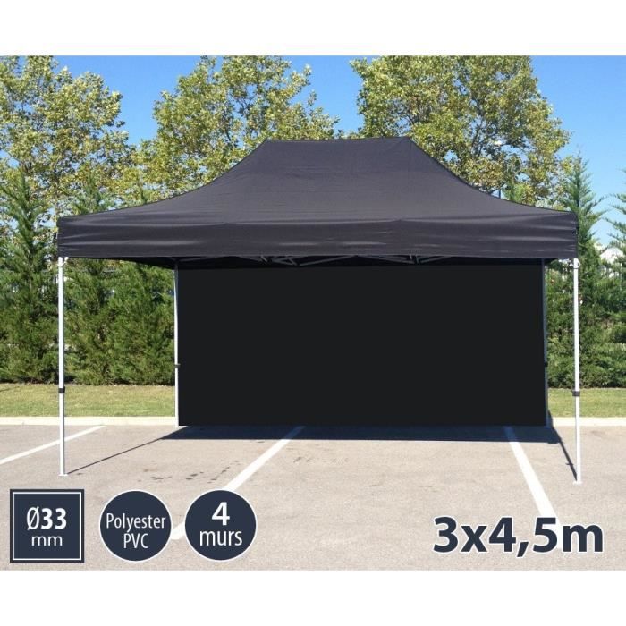 TENTE BARNUM PLIANT 3X4,5 NOIR SEMI-PRO + 4 MURS