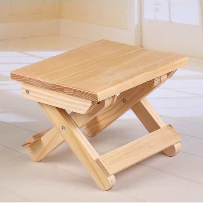 Petit Tabouret portable en bois massif Tabouret de Camping et Voyage Chaise de pêche Pliable Tabouret enfant,19 * 24 * 17.8cm