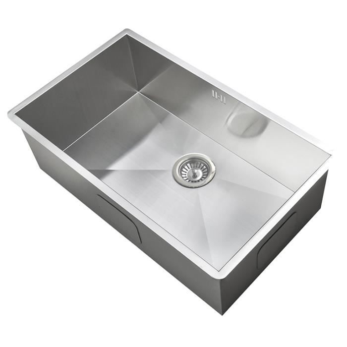 Fait à la main. Grand évier en inox sous plan 1 bac (DS017)