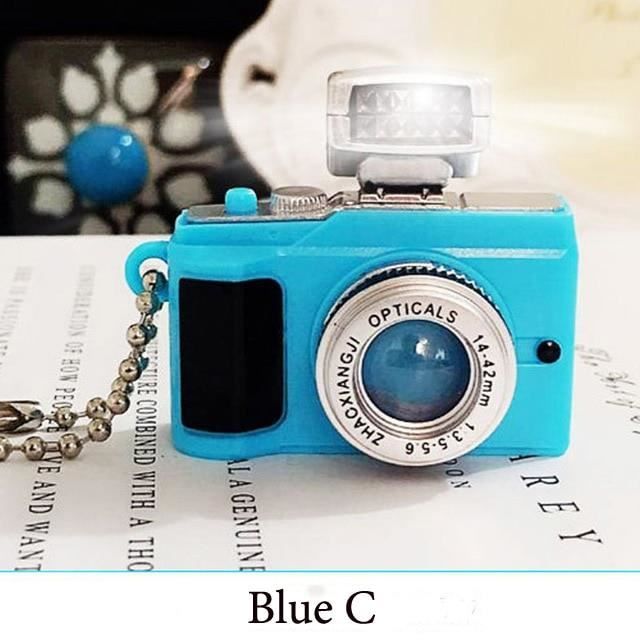 Appareil photo enfant,Caméra LED clignotant jouets pour enfants appareil photo numérique porte clés lumineux son - Type Blue C