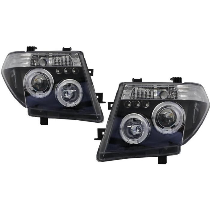 Phares Angel Eyes pour Nissan Navara D40 04-09 / Nissan Pathfinder R51 05-08 Noir