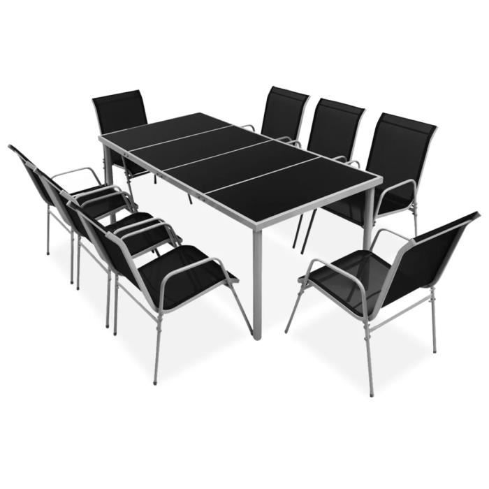 SYMPA©Ensemble table à manger 6 à 8 personnes + 8 chaises contemporain Ensemble repas de jardin Mobilier de jardin Meuble de j🎼7547