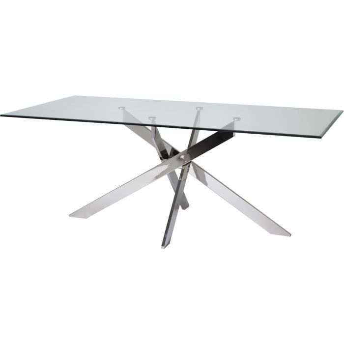 Table à manger en verre - Pieds métal - L 200 x P 100 x H 76 cm - EDEN