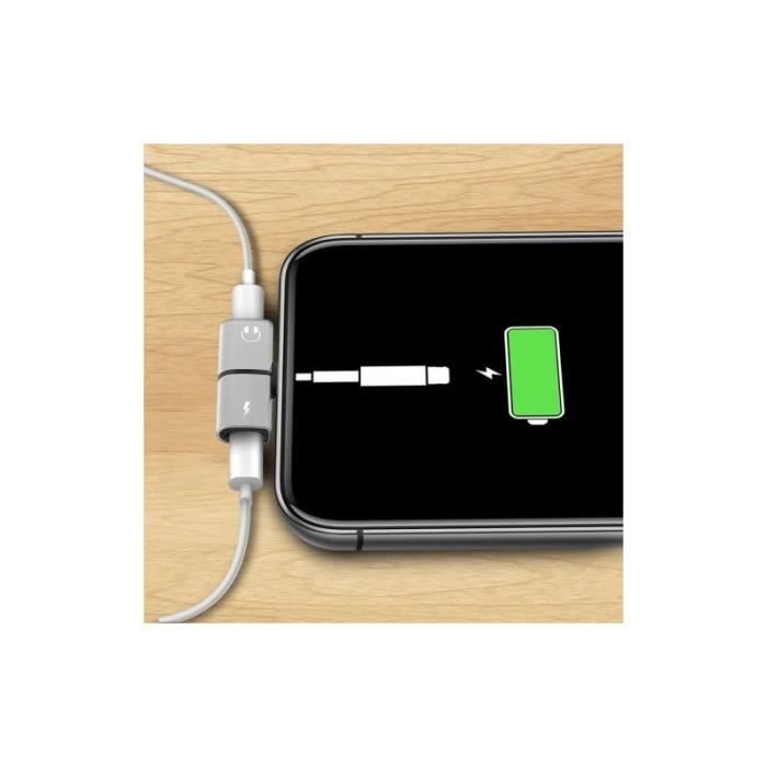 CABLING® 2 en 1 Adaptateur (double Lightning) audio et charge (argent)