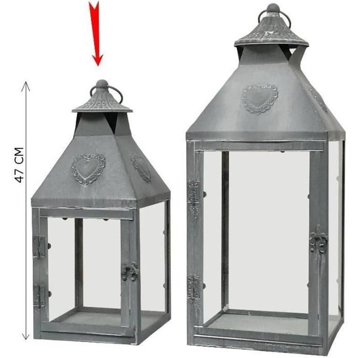 Style Ancienne Lanterne Tempête en Fer Métal 47 cm
