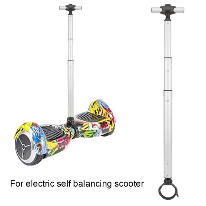 Support Jambe de Commande Poignée Télescopique en Aluminium pour Scooter Électrique Équilibrage(argent )
